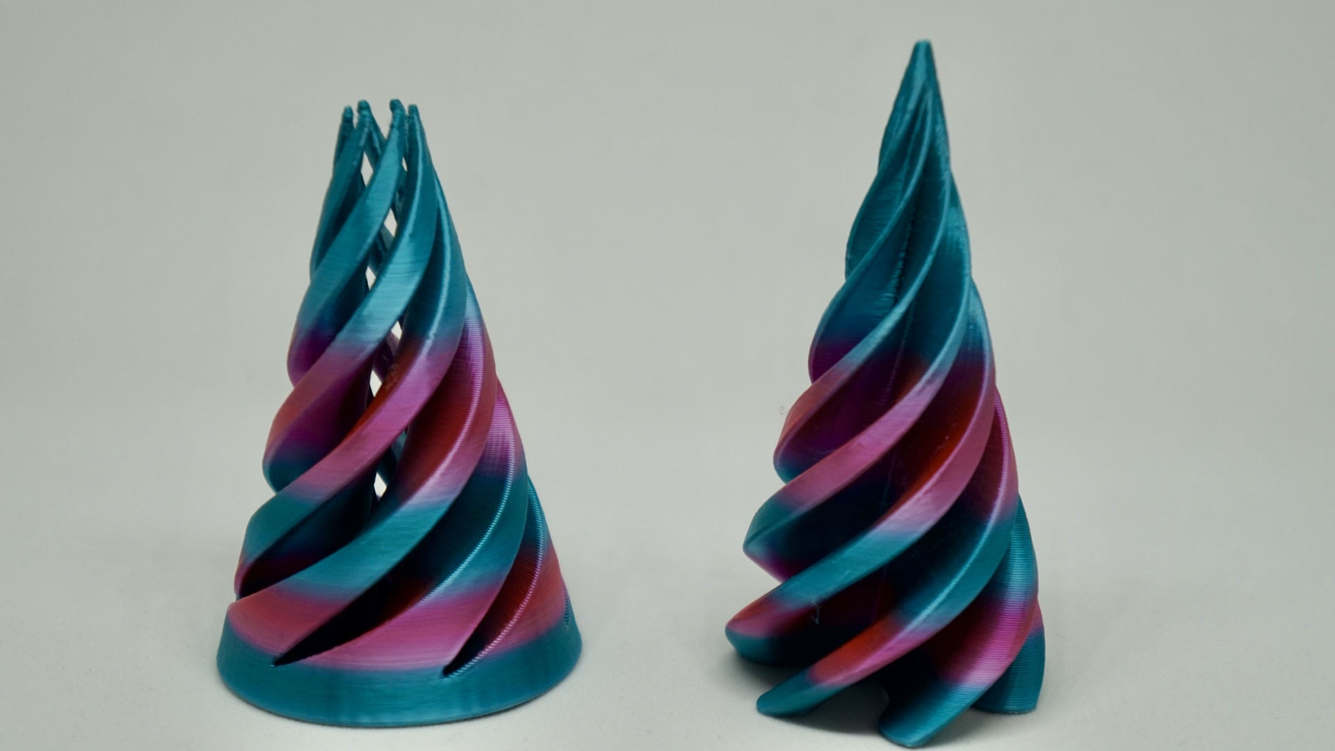 Colourful spiral 3D printed toys